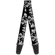 Guitar Strap - Butterfly Garden 2 Black White Guitar Straps Buckle-Down   