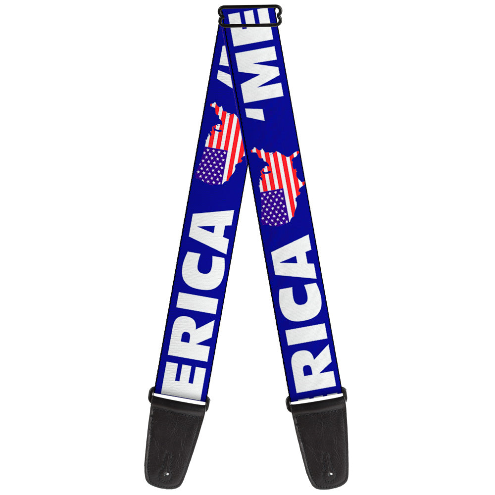 Guitar Strap - MERICA USA Silhouette Blue White US Flag Guitar Straps Buckle-Down   