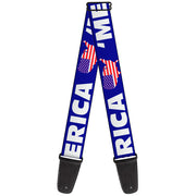 Guitar Strap - MERICA USA Silhouette Blue White US Flag Guitar Straps Buckle-Down   