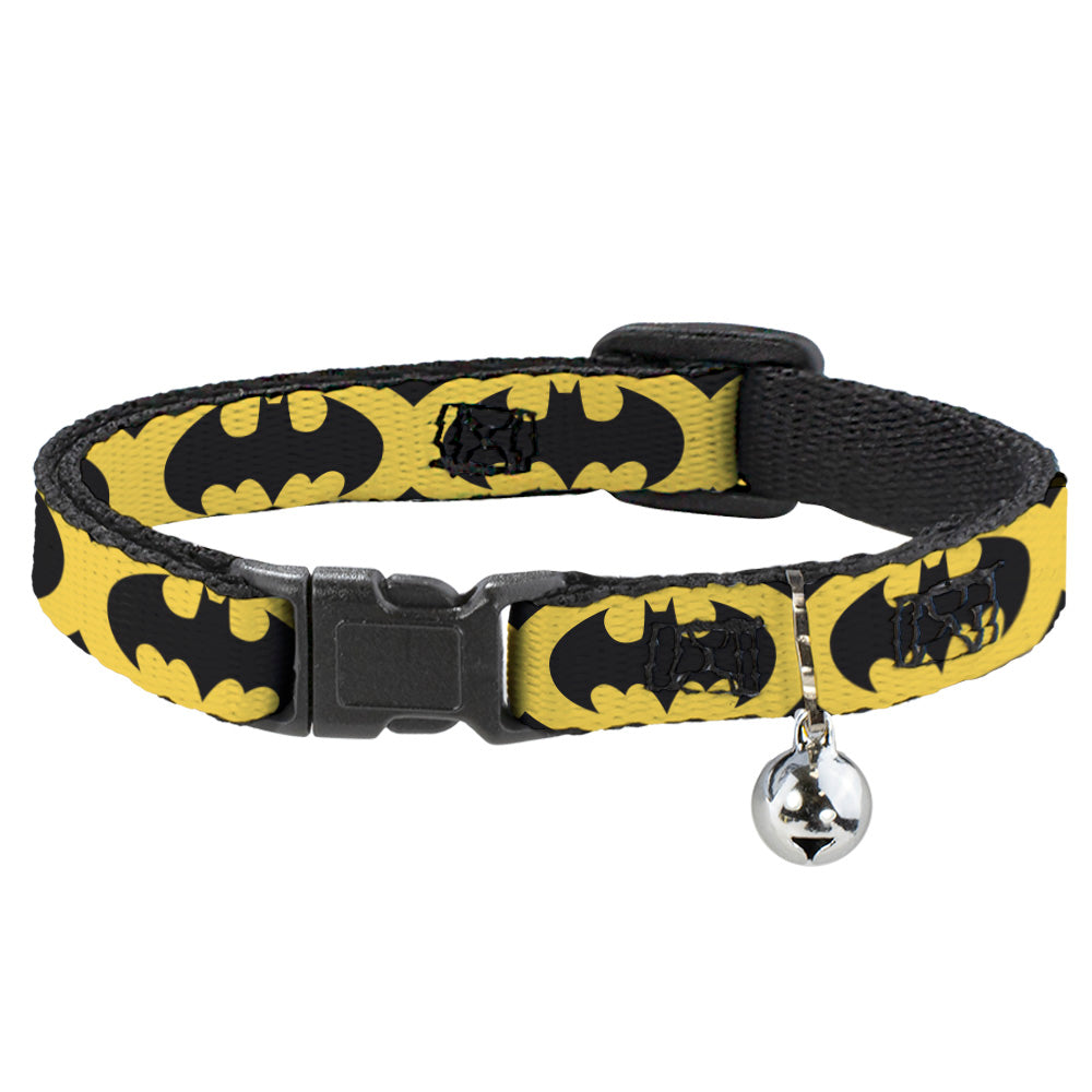 Cat Collar Breakaway - Bat Signal-5 Black Yellow Black Breakaway Cat Collars DC Comics   