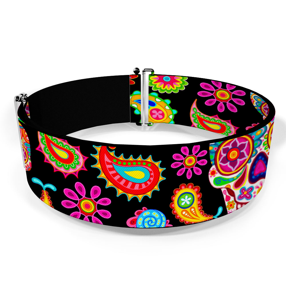 Cinch Waist Belt - Bobo Sugar Skull Paisley Black Multi Color Womens Cinch Waist Belts Thaneeya McArdle   