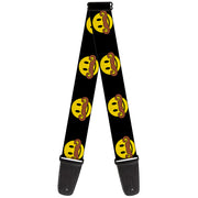 Guitar Strap - Mustache Happy Face Black Yellow Brown Guitar Straps Buckle-Down   