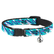 Cat Collar Breakaway - Jazzy Wave Scribble White Teal Purple Breakaway Cat Collars Buckle-Down   