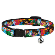 Cat Collar Breakaway with Bell - DORA THE EXPLORER Dora Poses Floral Collage Orange Pink Breakaway Cat Collars Dora the Explorer