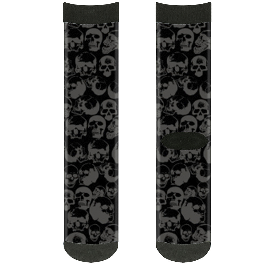 Sock Pair - Polyester - Skull Pile Black Gray - CREW Socks Buckle-Down   