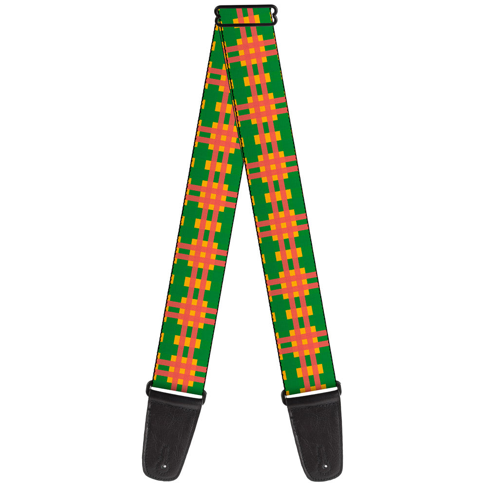 Guitar Strap - Plaid Gold Green Pink Guitar Straps Buckle-Down   