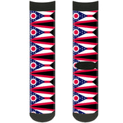 Sock Pair - Polyester - Ohio Flag Repeat Black - CREW Socks Buckle-Down   