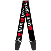 Guitar Strap - Love Hate Black White Fuchsia Guitar Straps Buckle-Down   