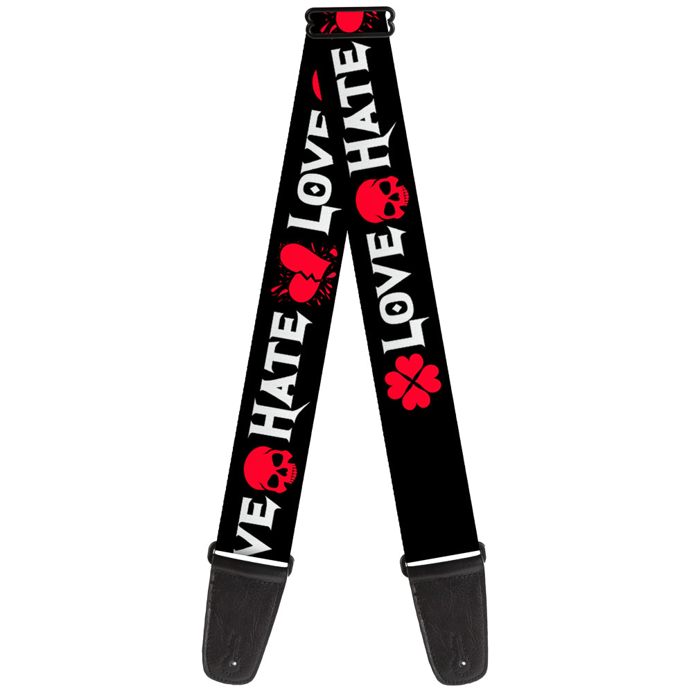 Guitar Strap - Love Hate Black White Fuchsia Guitar Straps Buckle-Down   