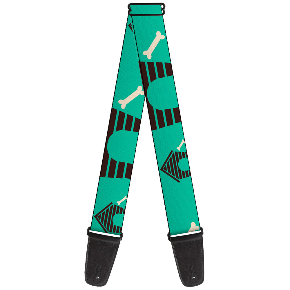 Guitar Strap - Dog House & Bone Turquoise Brown Guitar Straps Buckle-Down   