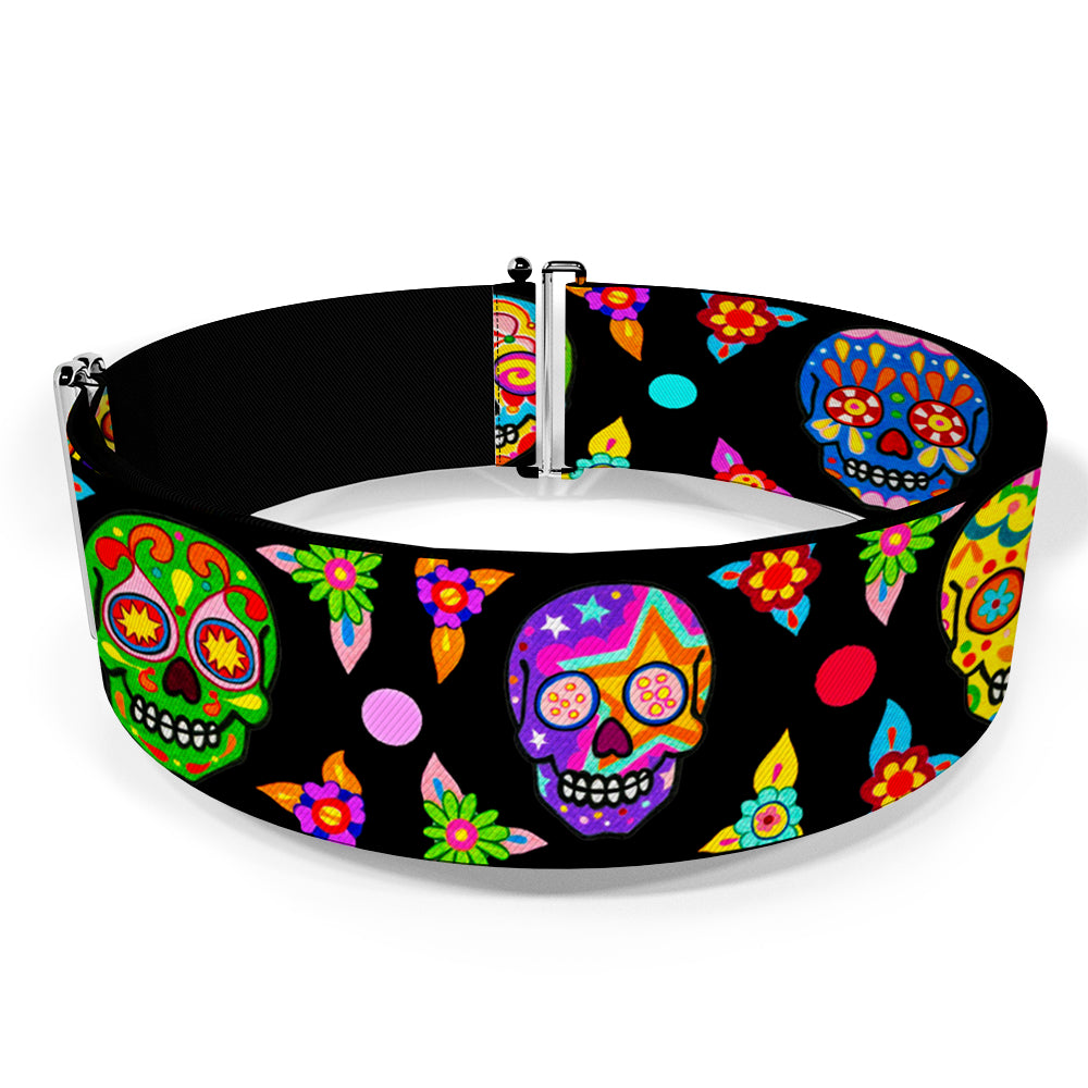 Cinch Waist Belt - Colorful Calaveras Black Multi Color Womens Cinch Waist Belts Thaneeya McArdle   