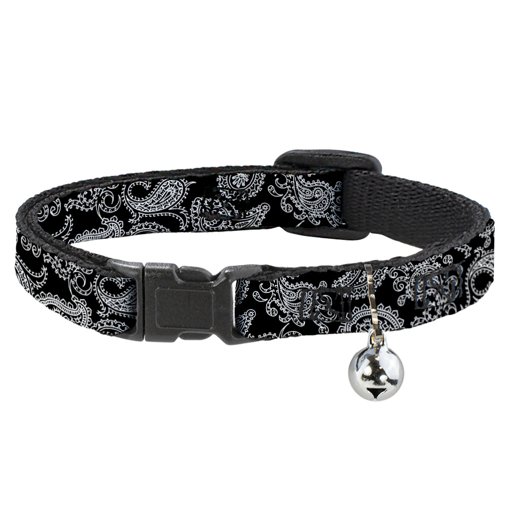 Cat Collar Breakaway - Paisley2 Black White Breakaway Cat Collars Buckle-Down   