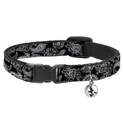 Cat Collar Breakaway - Paisley2 Black White Breakaway Cat Collars Buckle-Down   