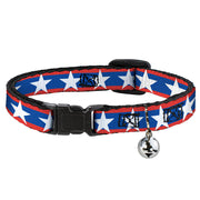 Cat Collar Breakaway - Stars Stripes Red Blue White Breakaway Cat Collars Buckle-Down   