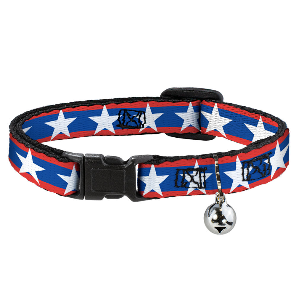 Cat Collar Breakaway - Stars Stripes Red Blue White Breakaway Cat Collars Buckle-Down   
