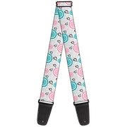 Guitar Strap - Bird Tapestry White Gray Turquoise Pink Guitar Straps Buckle-Down   