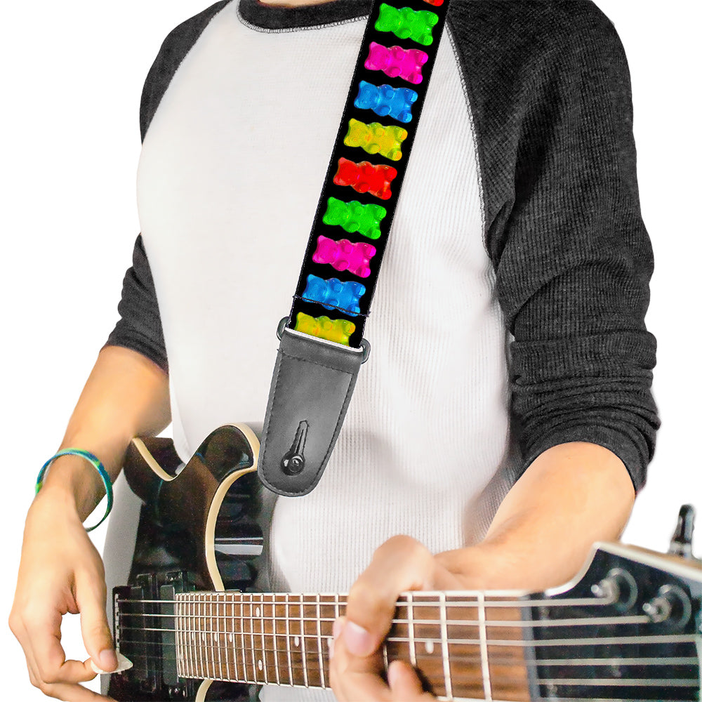 Guitar Strap - Gummy Bears Black Multi Color Guitar Straps Buckle-Down   