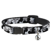 Cat Collar Breakaway - Mickey Mouse Head Stacked Black Grays Breakaway Cat Collars Disney   