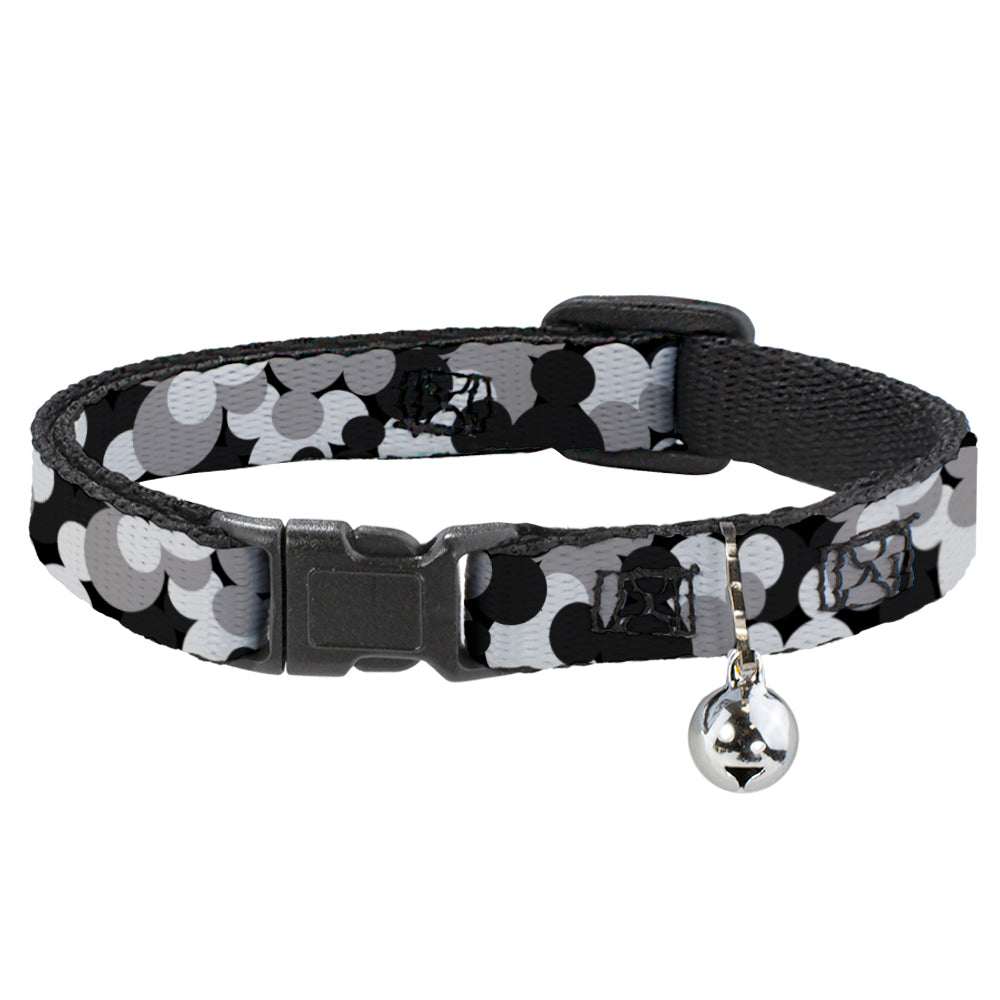 Cat Collar Breakaway - Mickey Mouse Head Stacked Black Grays Breakaway Cat Collars Disney   