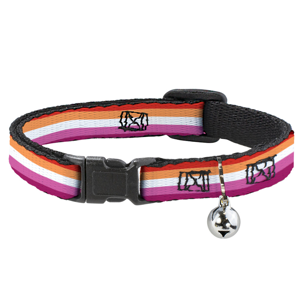 Cat Collar Breakaway - Flag Lesbian Five Stripe Oranges White Pinks Breakaway Cat Collars Buckle-Down   