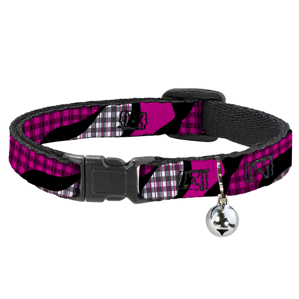 Cat Collar Breakaway - Buffalo Plaid Abstract White Black Fuchsia Breakaway Cat Collars Buckle-Down   