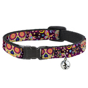 Cat Collar Breakaway with Bell - Mariposa Calaveras Butterflies Flowers Burgundy Multi Color Breakaway Cat Collars Thaneeya McArdle   