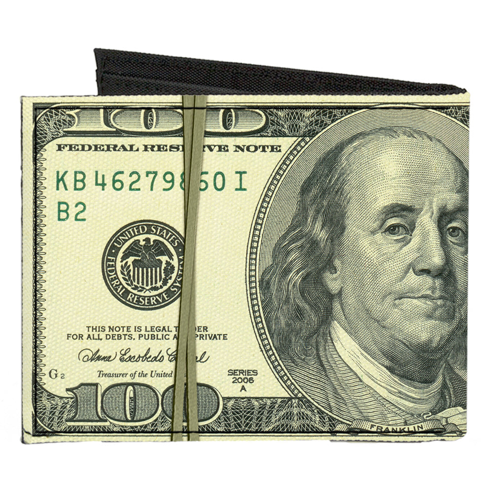 Canvas Bi-Fold Wallet - 100 Dollar Bill Series 2006 w Rubberband Canvas Bi-Fold Wallets Buckle-Down   