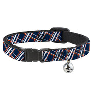 Cat Collar Breakaway - Plaid X2 Navy White Orange Breakaway Cat Collars Buckle-Down   