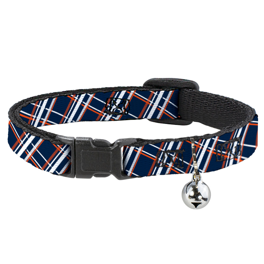 Cat Collar Breakaway - Plaid X2 Navy White Orange Breakaway Cat Collars Buckle-Down   