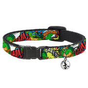 Cat Collar Breakaway with Bell - Classic Teenage Mutant Ninja Turtles Action Poses Action Bubbles Dots Blues Breakaway Cat Collars Teenage Mutant Ninja Turtles