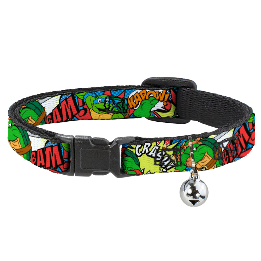 Cat Collar Breakaway with Bell - Classic Teenage Mutant Ninja Turtles Action Poses Action Bubbles Dots Blues Breakaway Cat Collars Teenage Mutant Ninja Turtles
