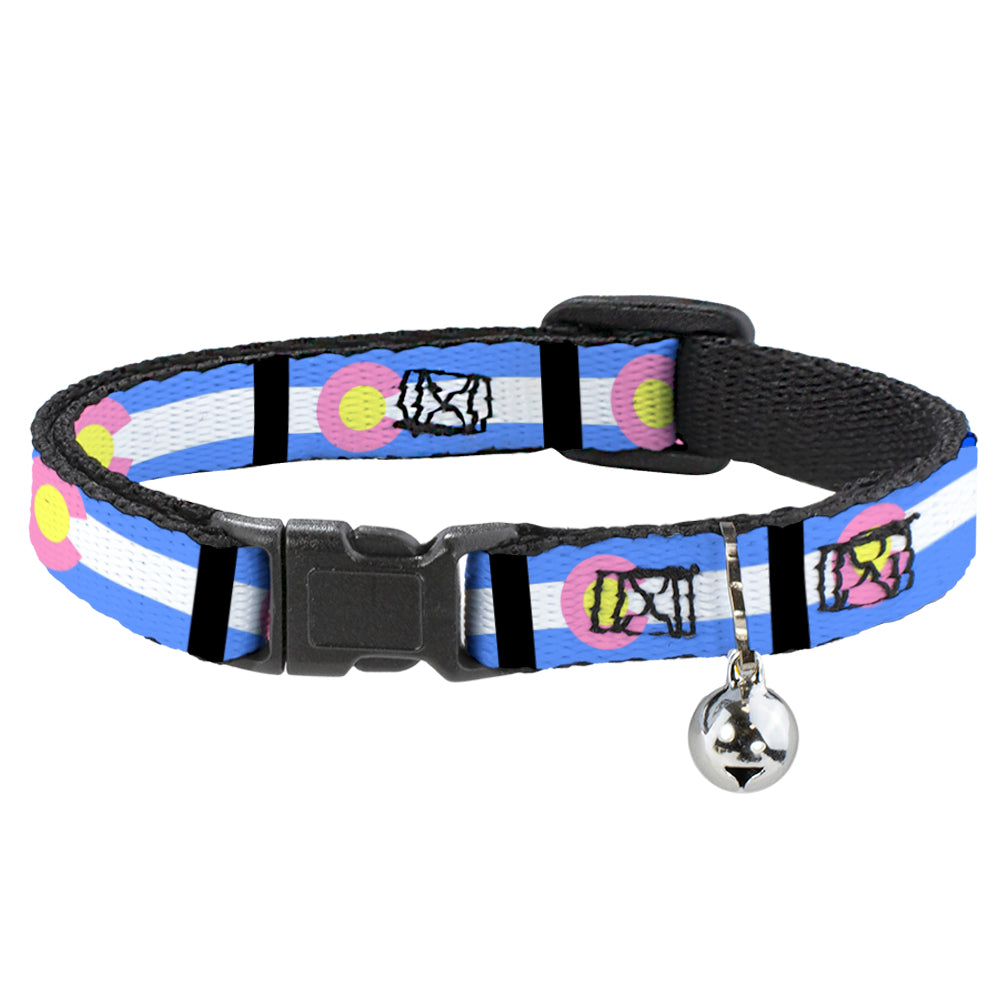 Cat Collar Breakaway - Colorado Flags Pastel Breakaway Cat Collars Buckle-Down   