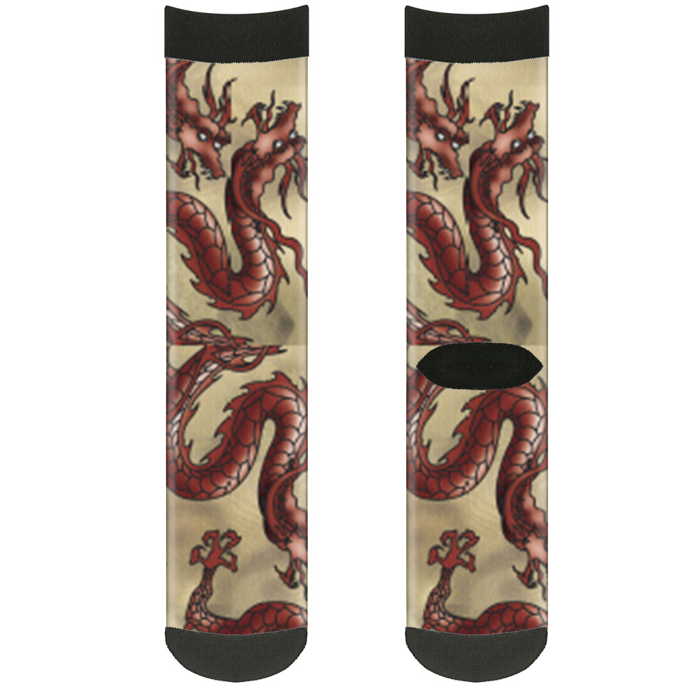 Sock Pair - Polyester - Dragons Tan - CREW Socks Buckle-Down   