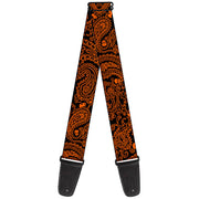 Guitar Strap - Bandana Skulls Black Orange Guitar Straps Buckle-Down   