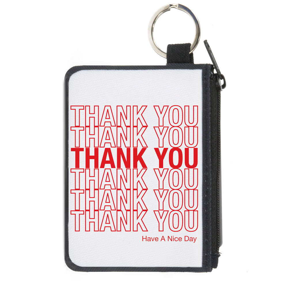 Canvas Zipper Wallet - MINI X-SMALL - THANK YOU HAVE A NICE DAY Bag Print White Red Canvas Zipper Wallets Buckle-Down   