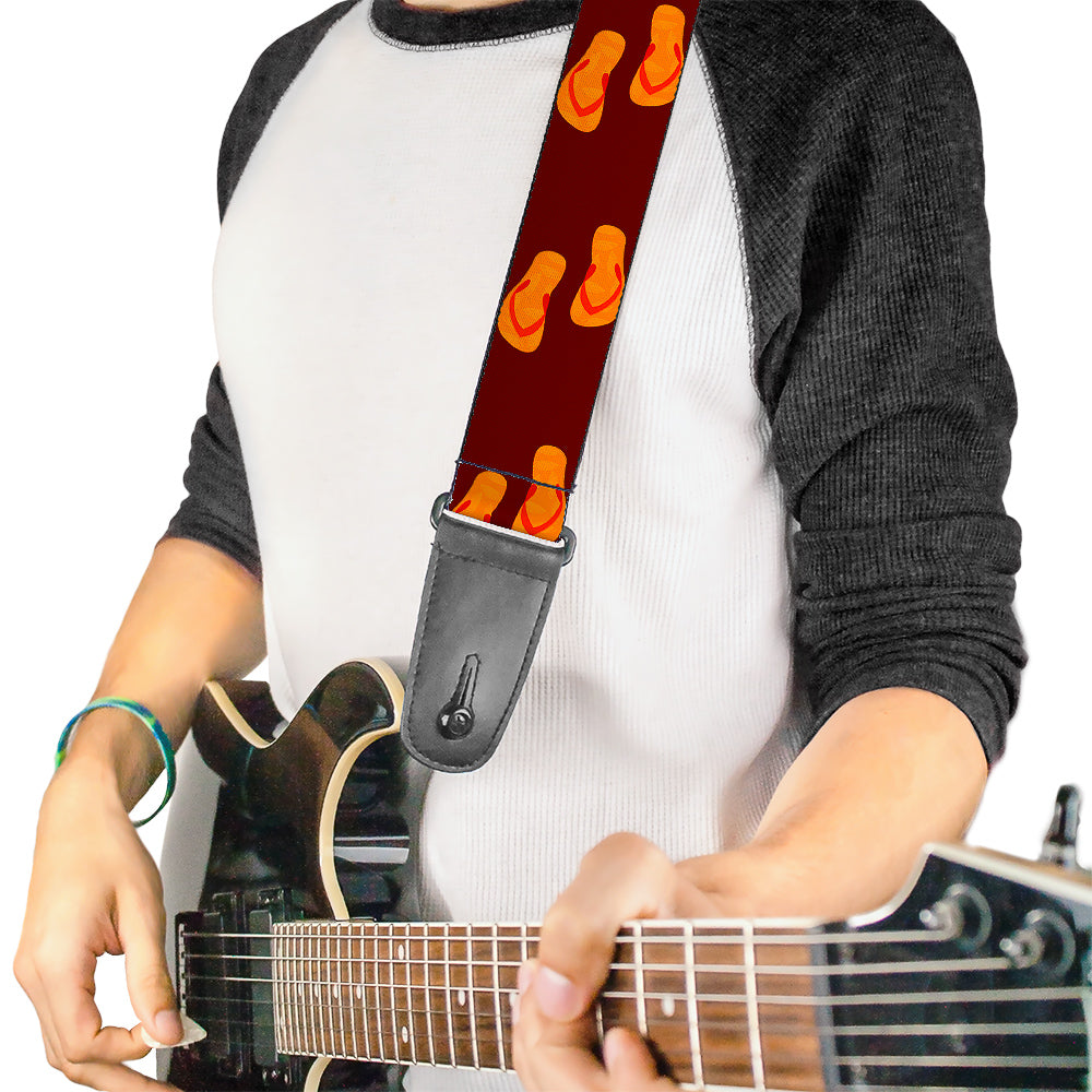 Guitar Strap - Flip Flops Burgundy Orange Guitar Straps Buckle-Down   