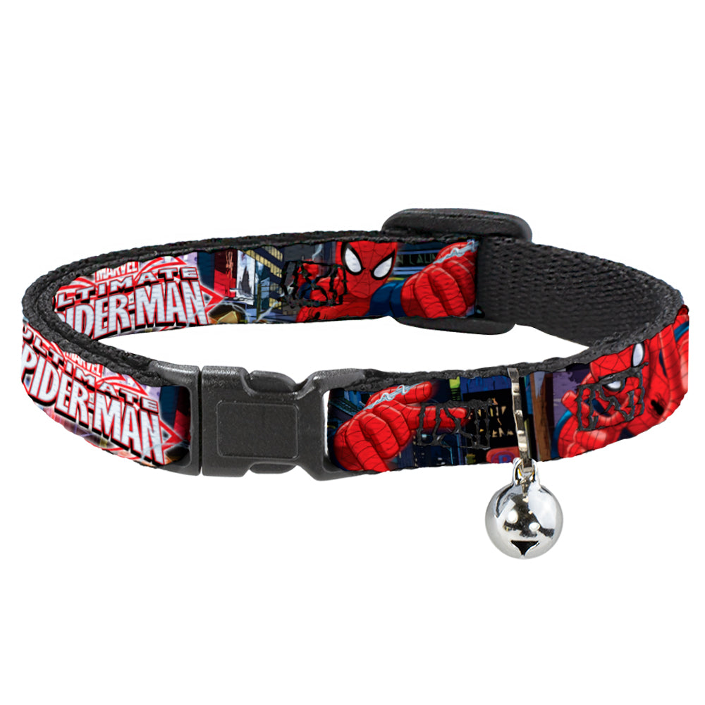 ULTIMATE SPIDER-MAN Cat Collar Breakaway - THE ULTIMATE SPIDER-MAN Swinging City Poses Breakaway Cat Collars Marvel Comics   