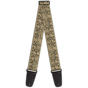 Guitar Strap - Dancing Bears Tan Black Guitar Straps Grateful Dead   