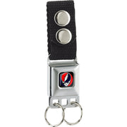 Keychain - Steal Your Face Black Full Color - Black Webbing Keychains Grateful Dead   