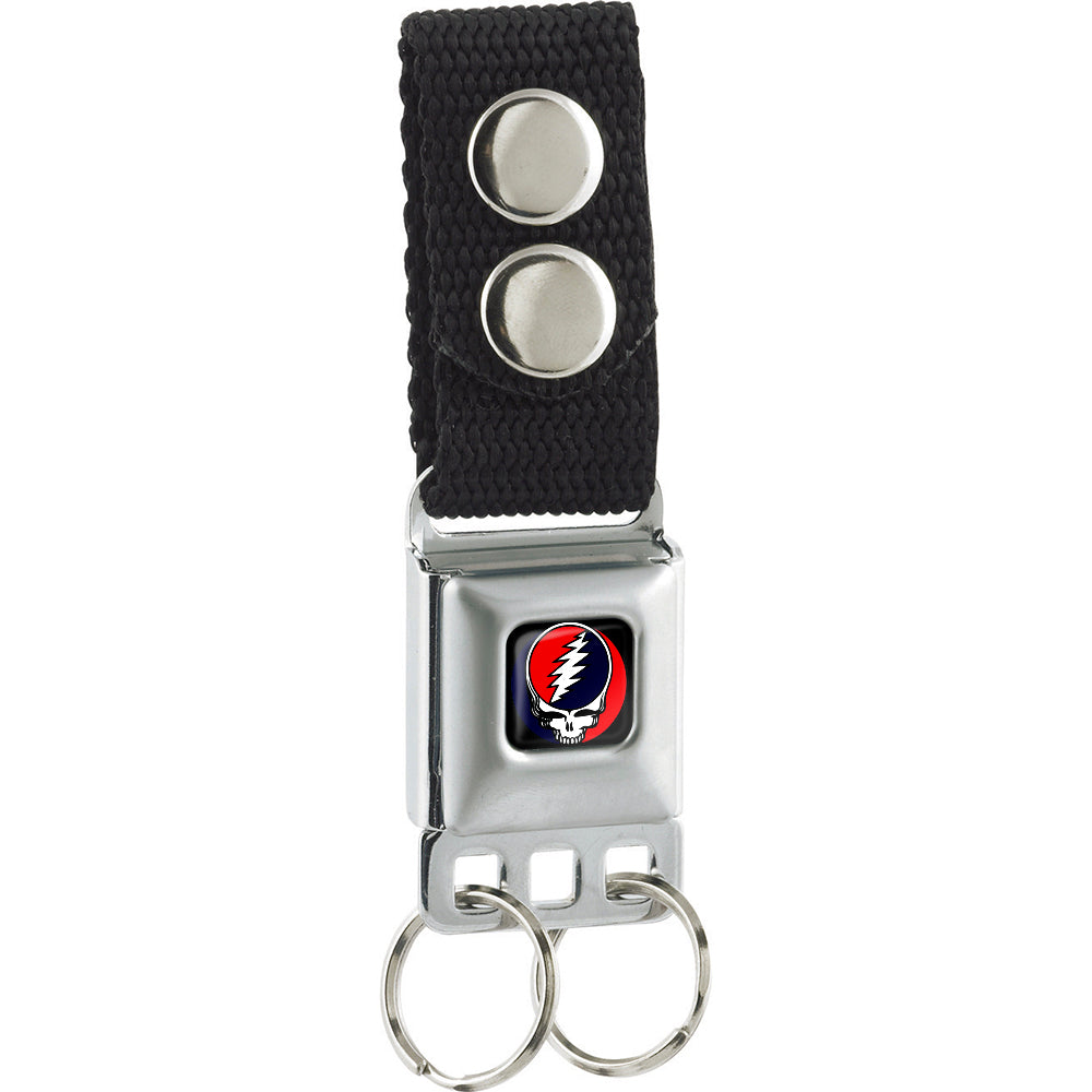 Keychain - Steal Your Face Black Full Color - Black Webbing Keychains Grateful Dead   