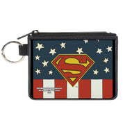 Canvas Zipper Wallet - MINI X-SMALL - Superman Shield Americana Red White Blue Yellow Canvas Zipper Wallets DC Comics   