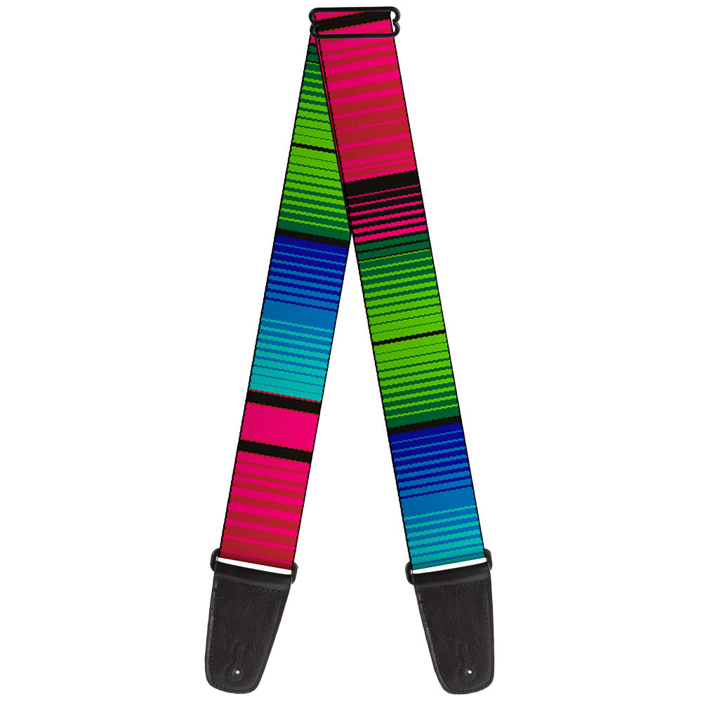 Guitar Strap - Zarape7 Vertical Pinks Blues Greens Black Guitar Straps Buckle-Down   