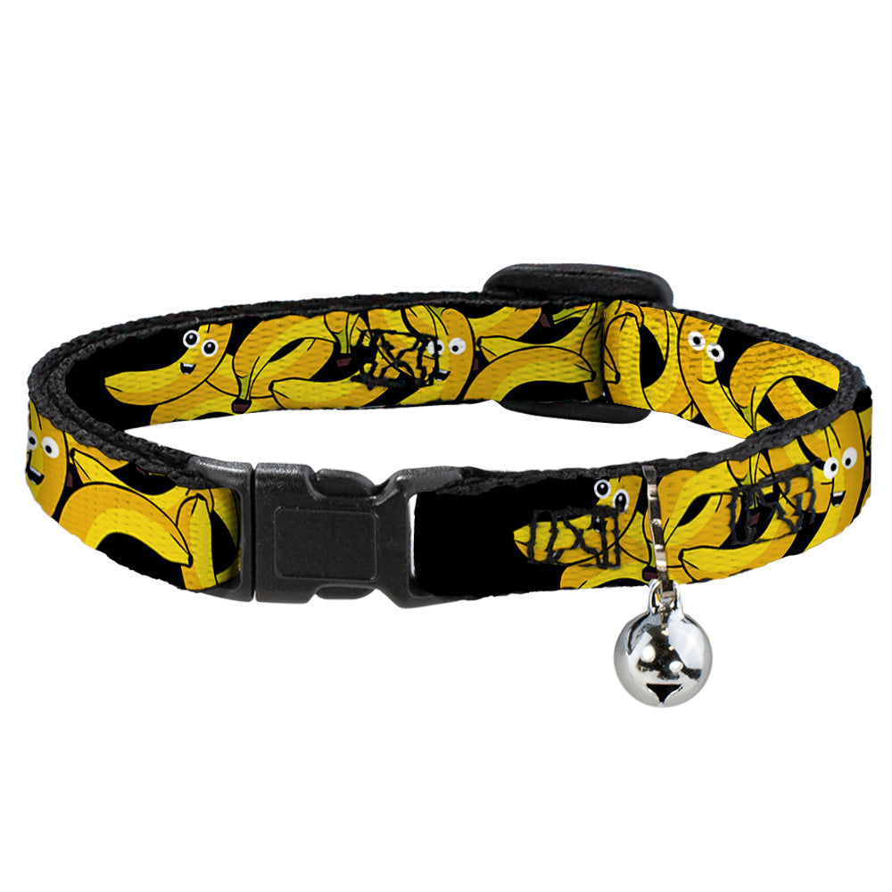 Cat Collar Breakaway - Bananas Stacked Cartoon Black Yellows Breakaway Cat Collars Buckle-Down   