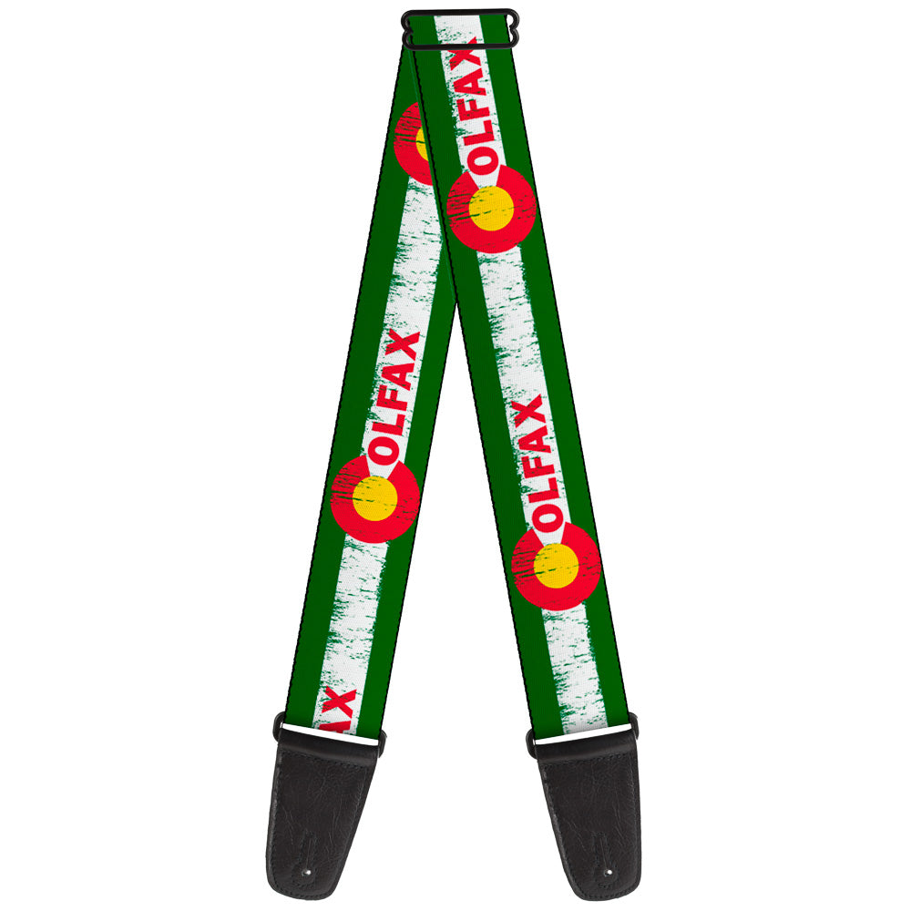 Guitar Strap - COLFAX Green Stripe Weathered Guitar Straps Buckle-Down   