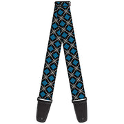 Guitar Strap - Argyle Black Gray Turquoise Guitar Straps Buckle-Down   