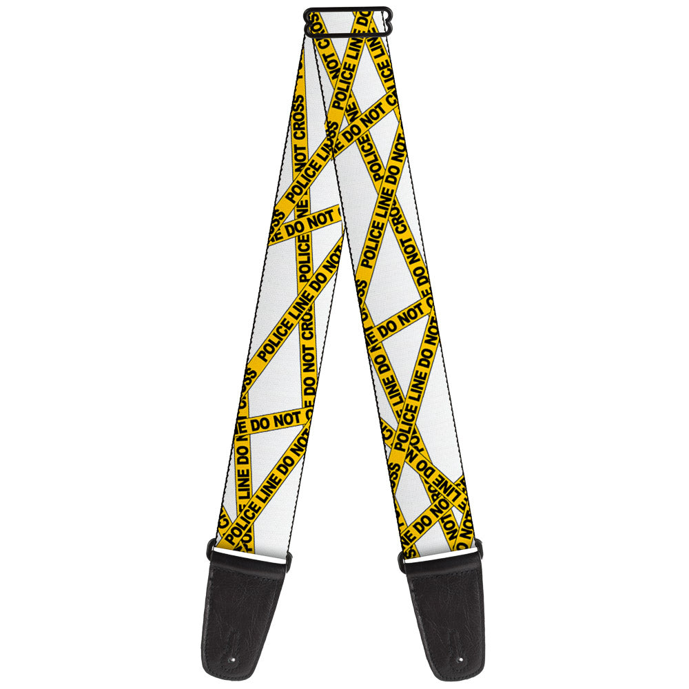 Guitar Strap - Police Line White Yellow Guitar Straps Buckle-Down   