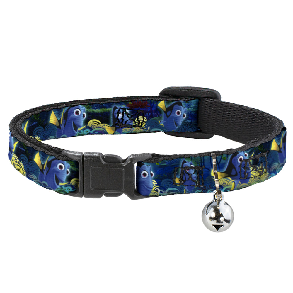 Cat Collar Breakaway - Dory Poses Swirls Blues Yellows Breakaway Cat Collars Disney   