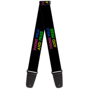 Guitar Strap - YOUNG WILD AND FREE Outline Black Multi Neon Guitar Straps Buckle-Down   