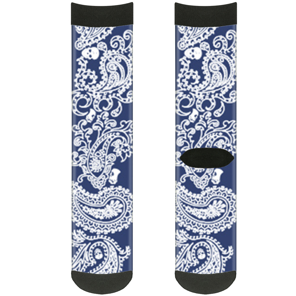 Sock Pair - Polyester - Bandana Skulls Royal White - CREW Socks Buckle-Down   