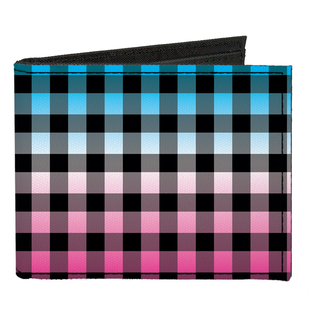 Canvas Bi-Fold Wallet - Buffalo Plaid Turquoise Fuchsia Fade Canvas Bi-Fold Wallets Buckle-Down   